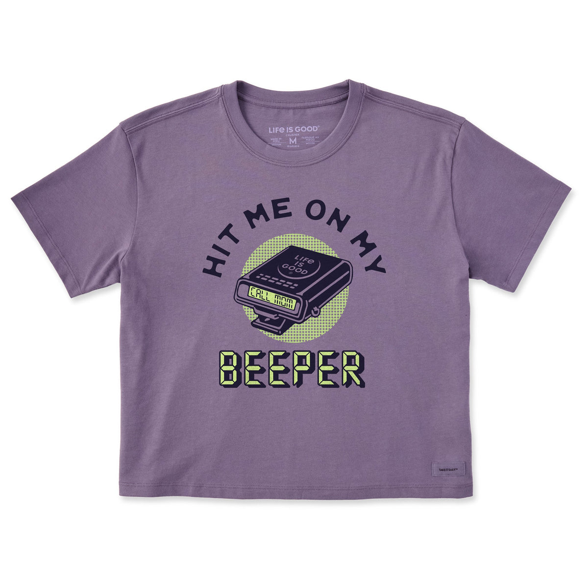 Women's Hit Me on My Beeper Short Sleeve Crusher Boxy Tee