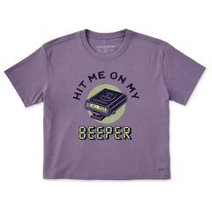 Women's Hit Me on My Beeper Short Sleeve Crusher Boxy Tee