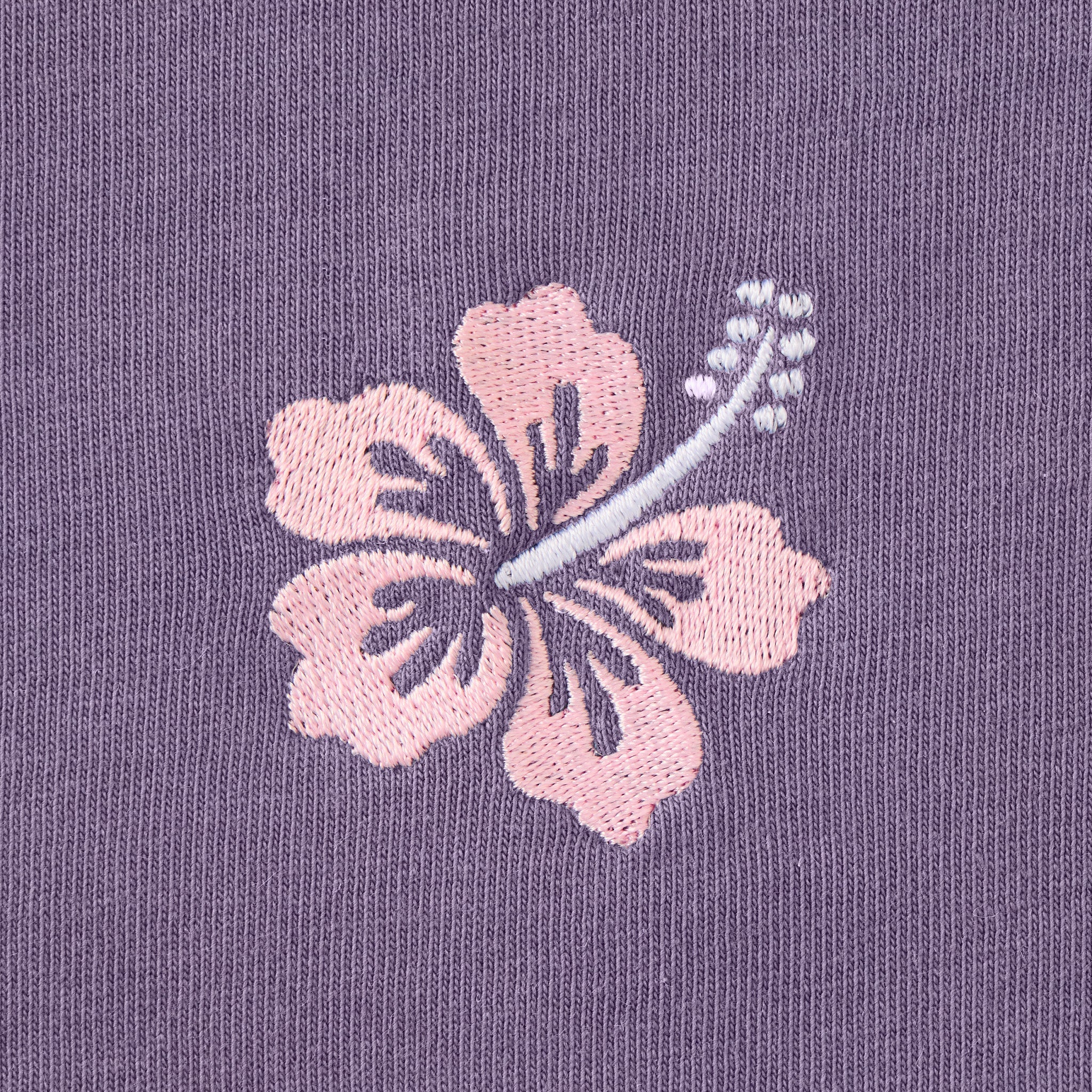 Women's Embroidered Hibiscus Short Sleeve Crusher Tee