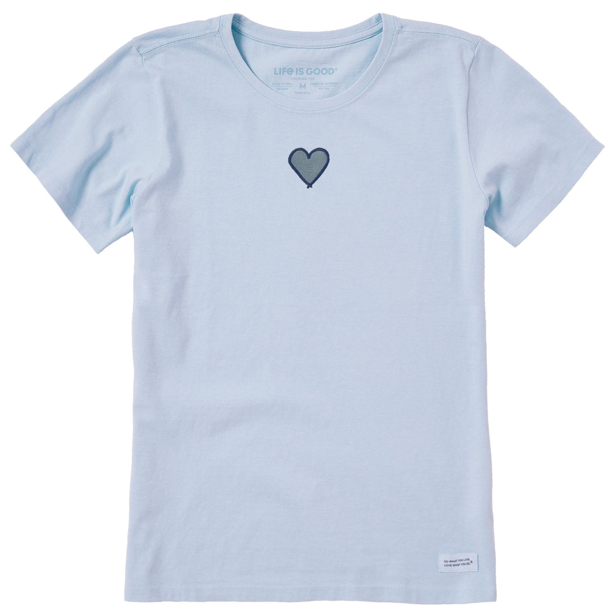 Women's Embroidered Heart Short Sleeve Crusher Tee