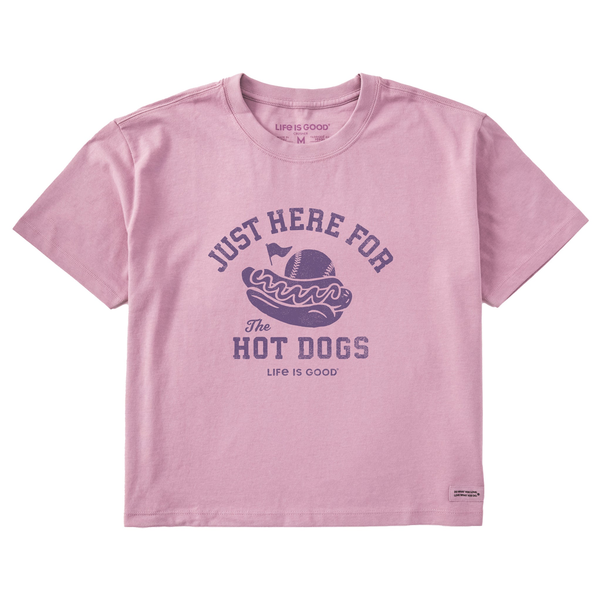 Women's Here for the Hot Dogs Baseball Short Sleeve Crusher Boxy Tee