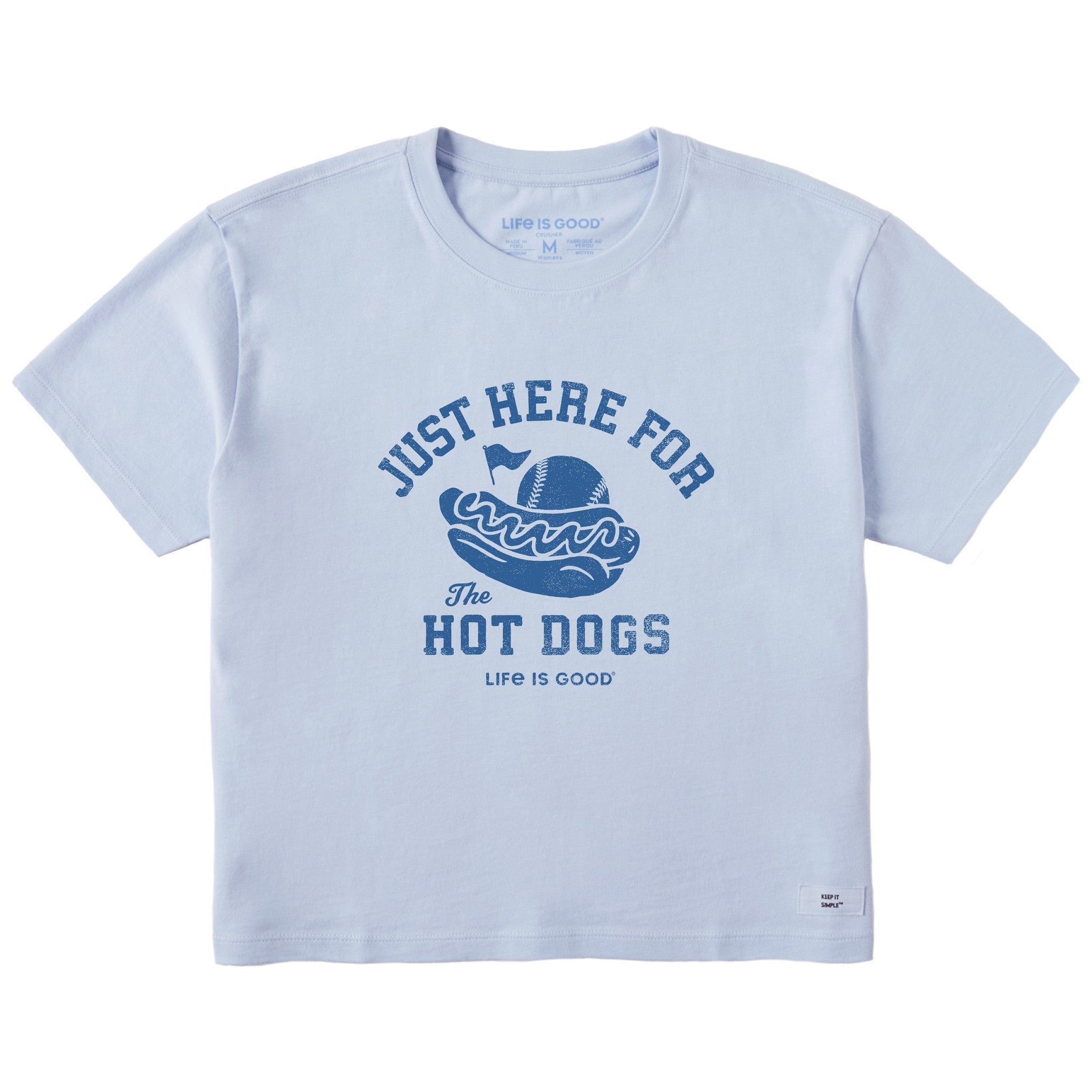 Women's Here for the Hot Dogs Baseball Short Sleeve Crusher Boxy Tee