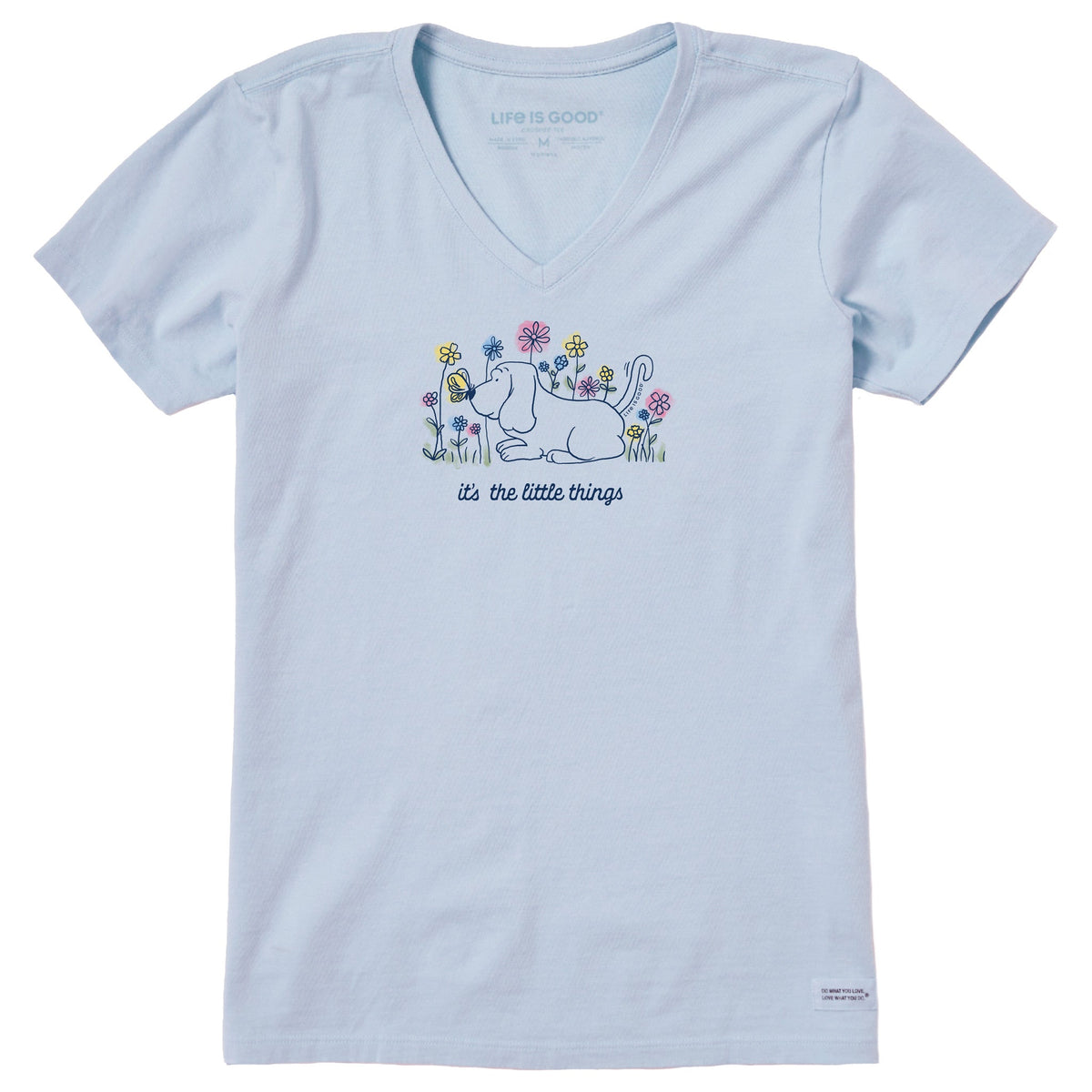 Women's It's the Little Things Butterfly Dog Short Sleeve Crusher Vee