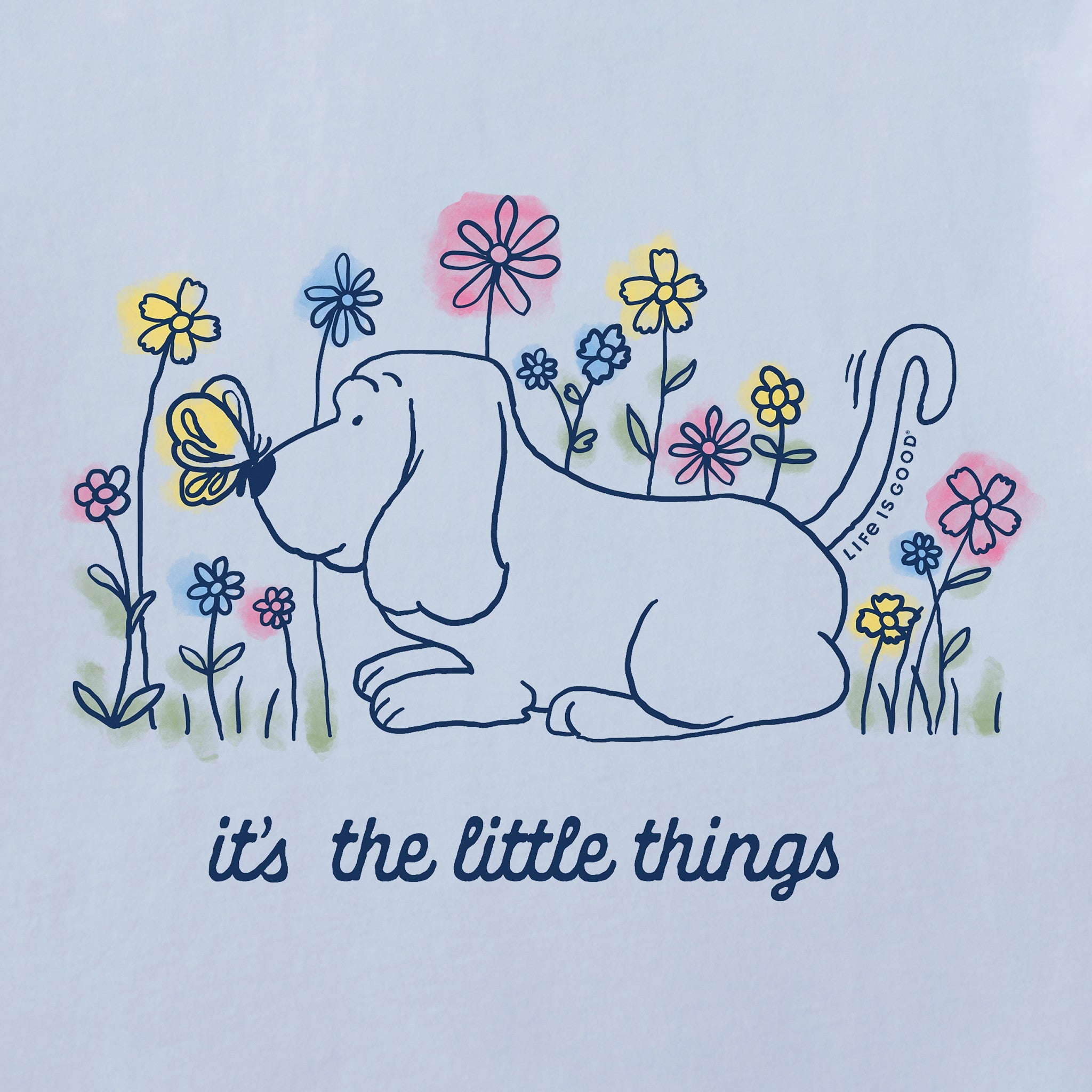 Women's It's the Little Things Butterfly Dog Short Sleeve Crusher Vee