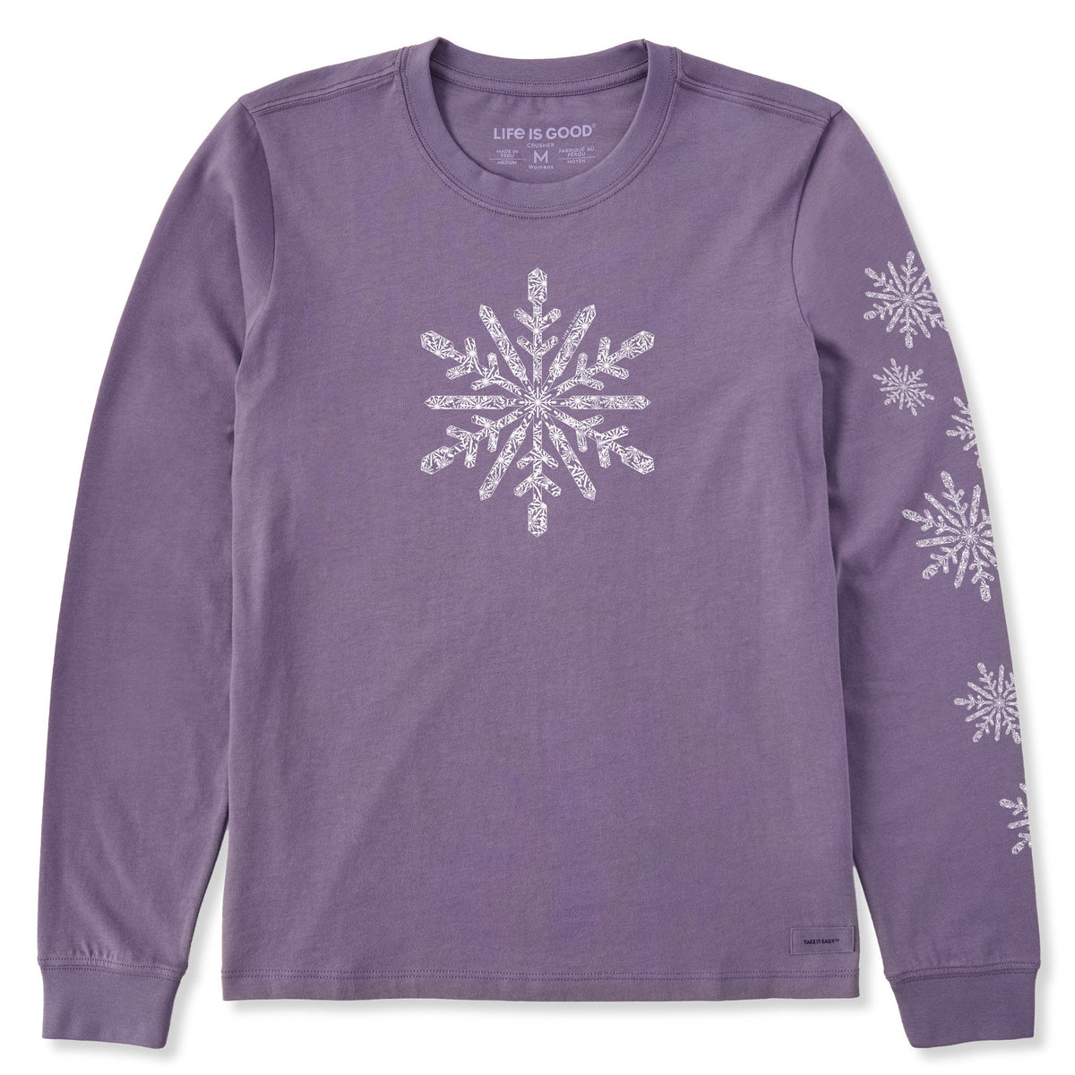 Women's Contrast Snowflake Long Sleeve Crusher Tee