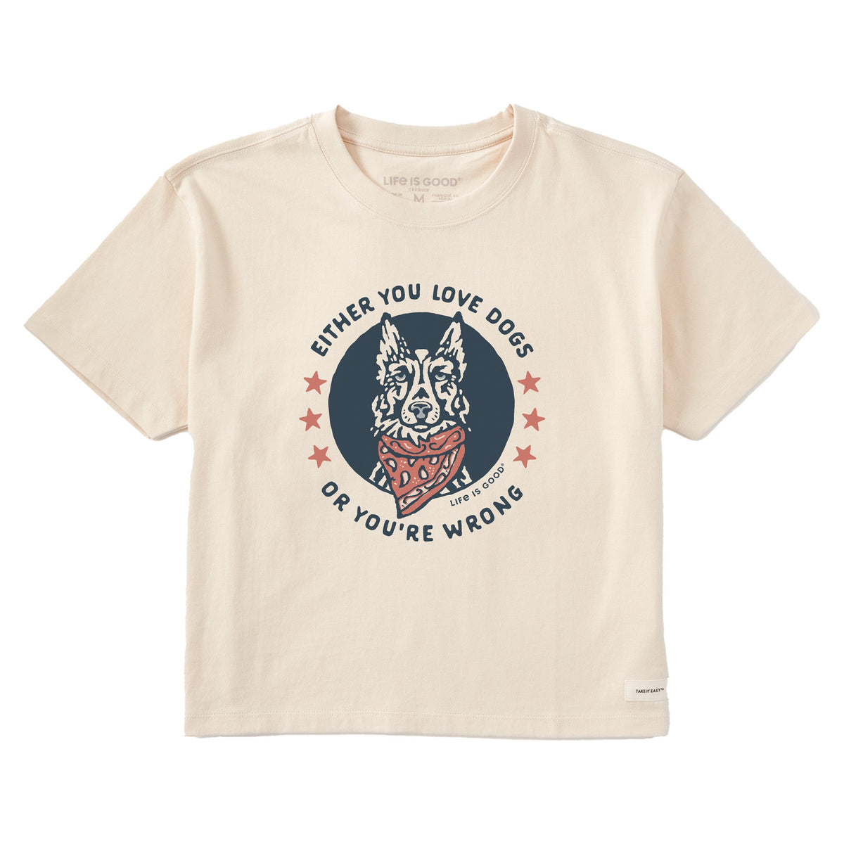 Women's Either You Love Dogs Bandana Short Sleeve Crusher Boxy Tee