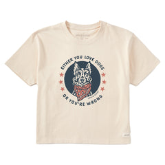 Women's Either You Love Dogs Bandana Short Sleeve Crusher Boxy Tee