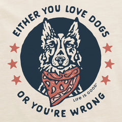 Women's Either You Love Dogs Bandana Short Sleeve Crusher Boxy Tee
