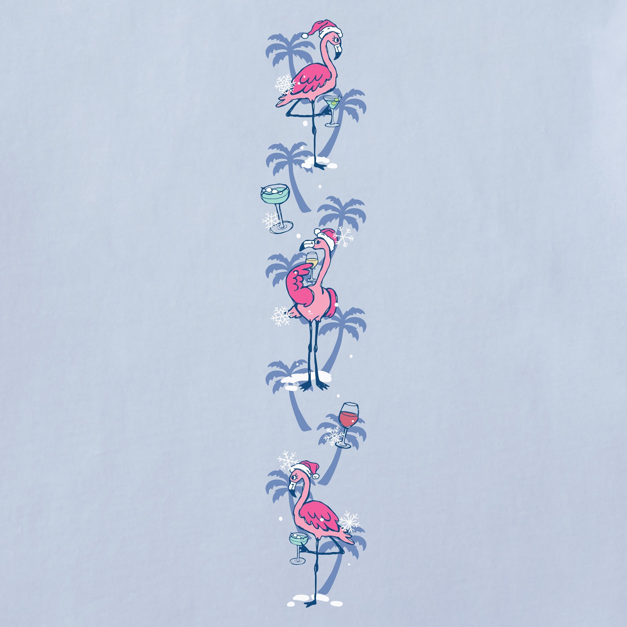 Women's Frosty Flamingos Long Sleeve Crusher Tee