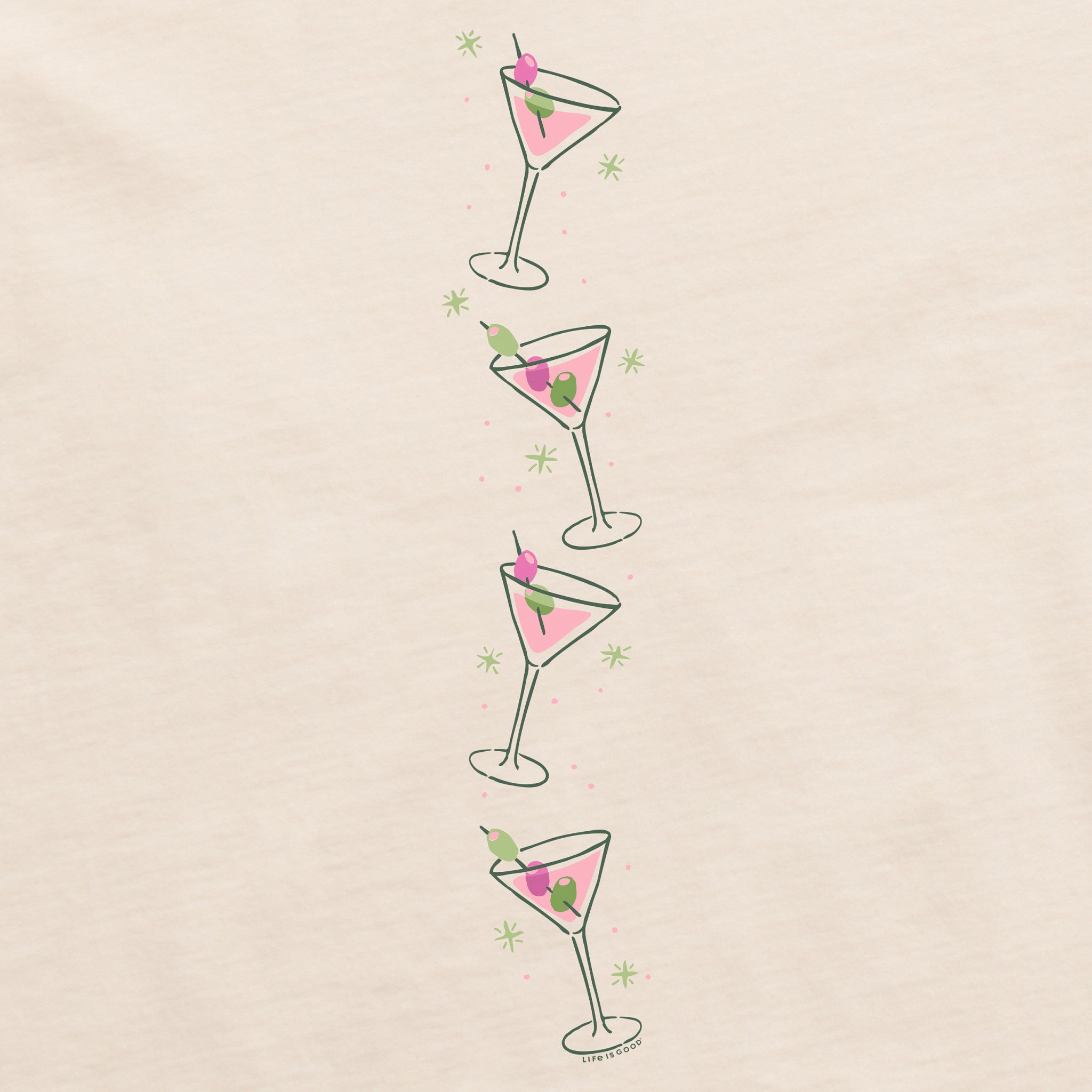Women's Cheers Holiday Tinis Long Sleeve Crusher Boxy Tee