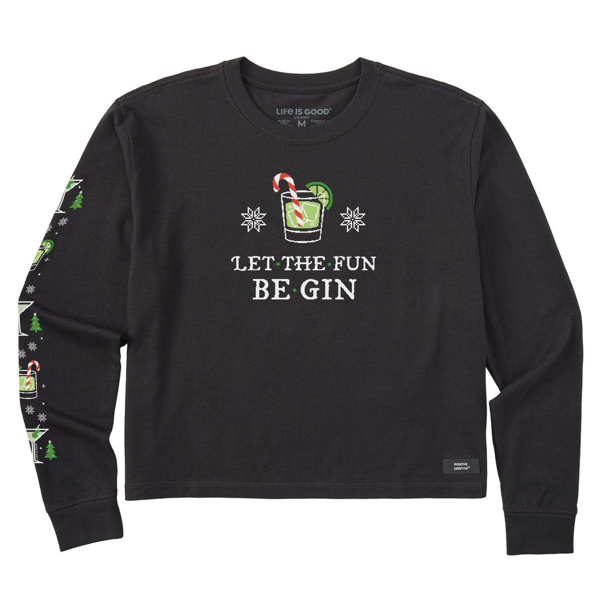 Women's Let the Holiday Fun Be Gin Long Sleeve Crusher Boxy Tee