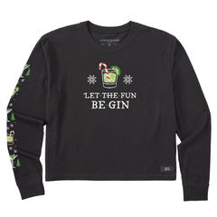 Women's Let the Holiday Fun Be Gin Long Sleeve Crusher Boxy Tee