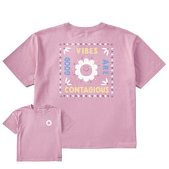 Women's Good Vibes are Contagious Sun Short Sleeve Crusher Boxy Tee
