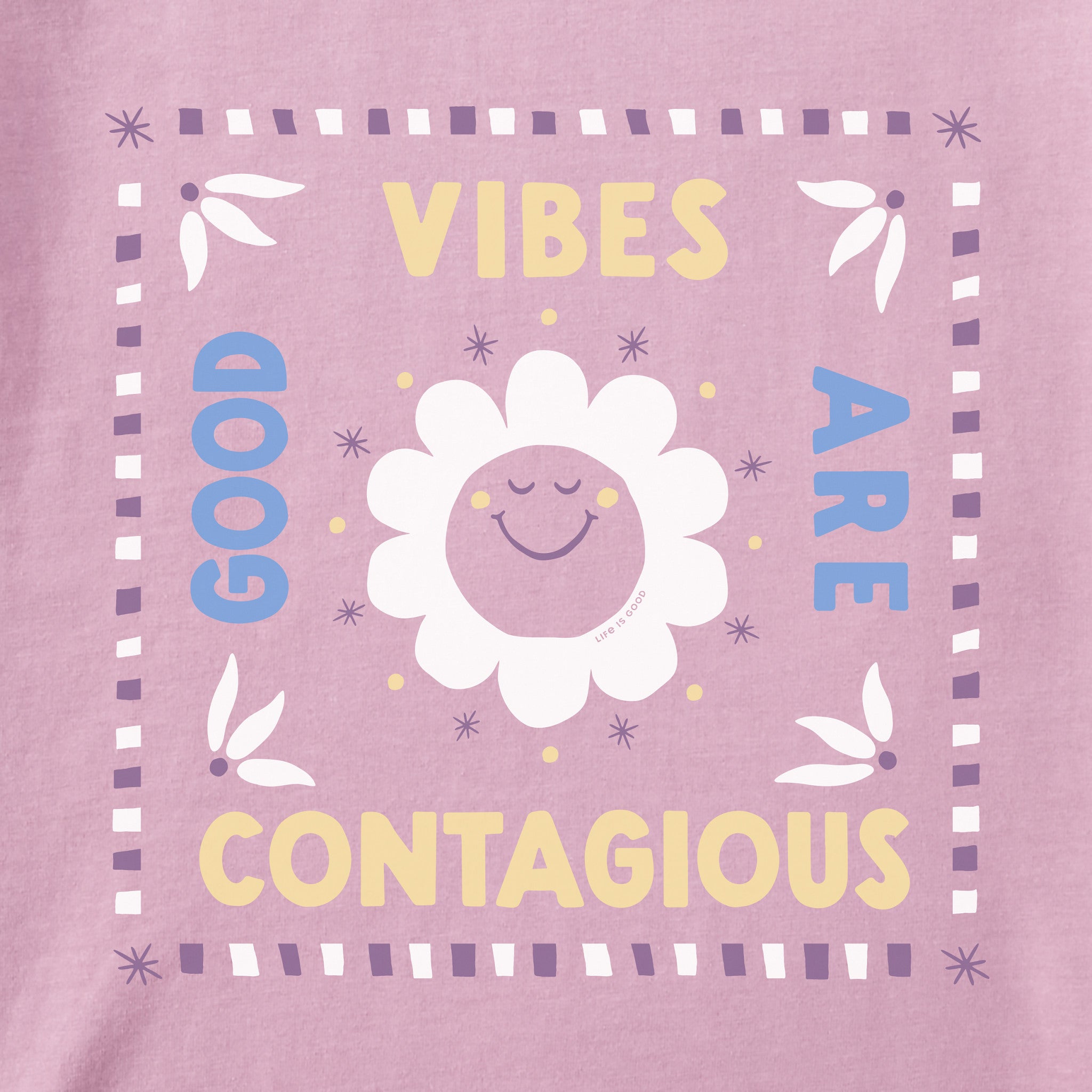 Women's Good Vibes are Contagious Sun Short Sleeve Crusher Boxy Tee