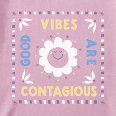 Women's Good Vibes are Contagious Sun Short Sleeve Crusher Boxy Tee