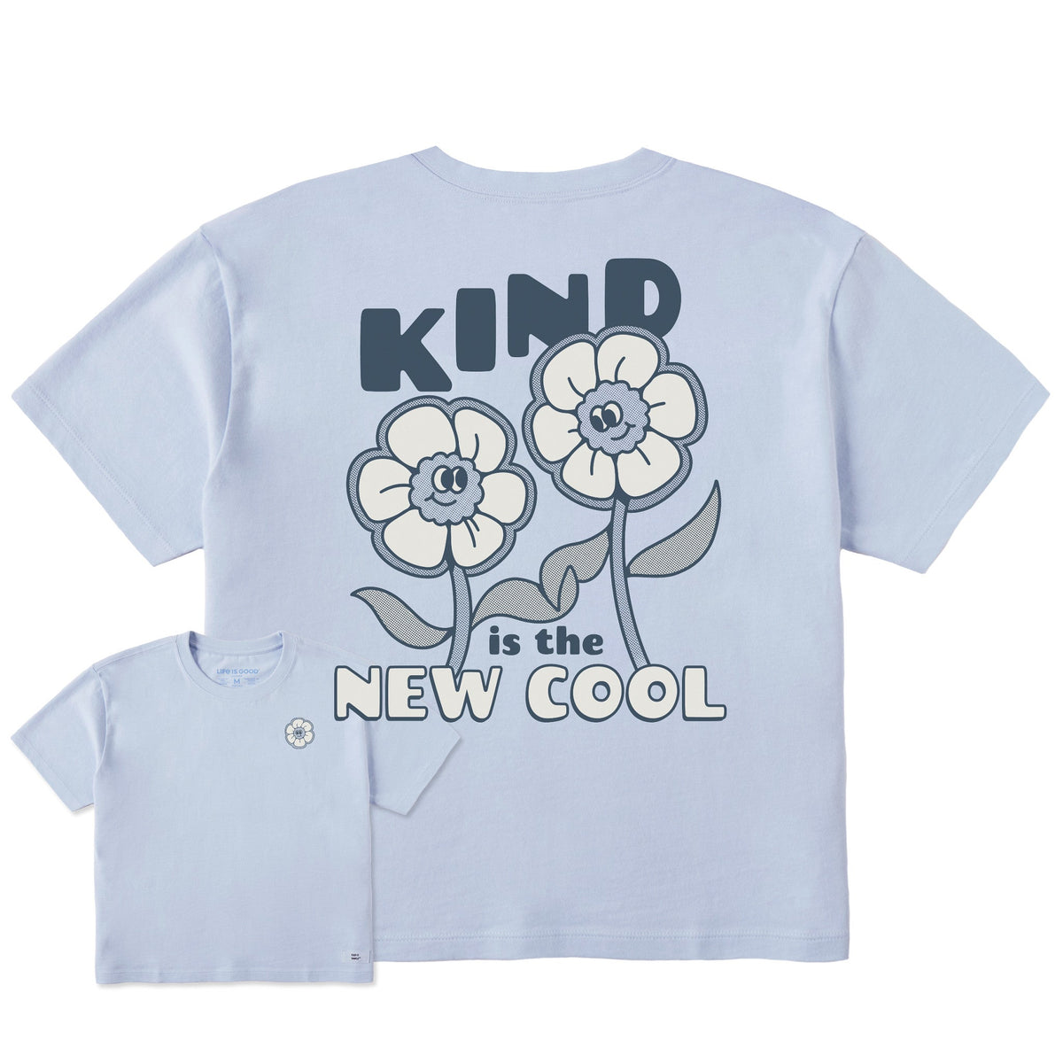 Women's Kind is the New Cool Flowers Short Sleeve Crusher Boxy Tee