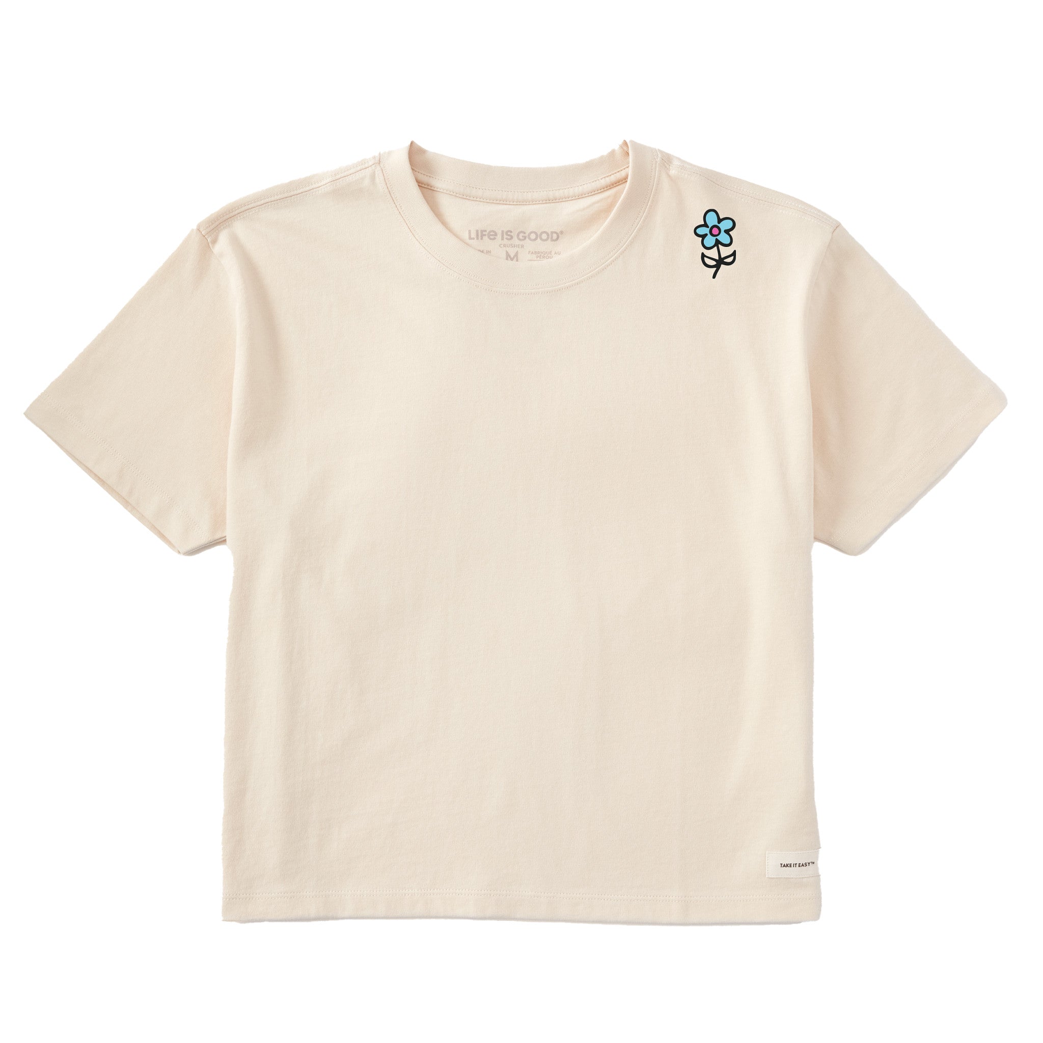 Women's Keep It Simple Little Flower Short Sleeve Crusher Boxy Tee