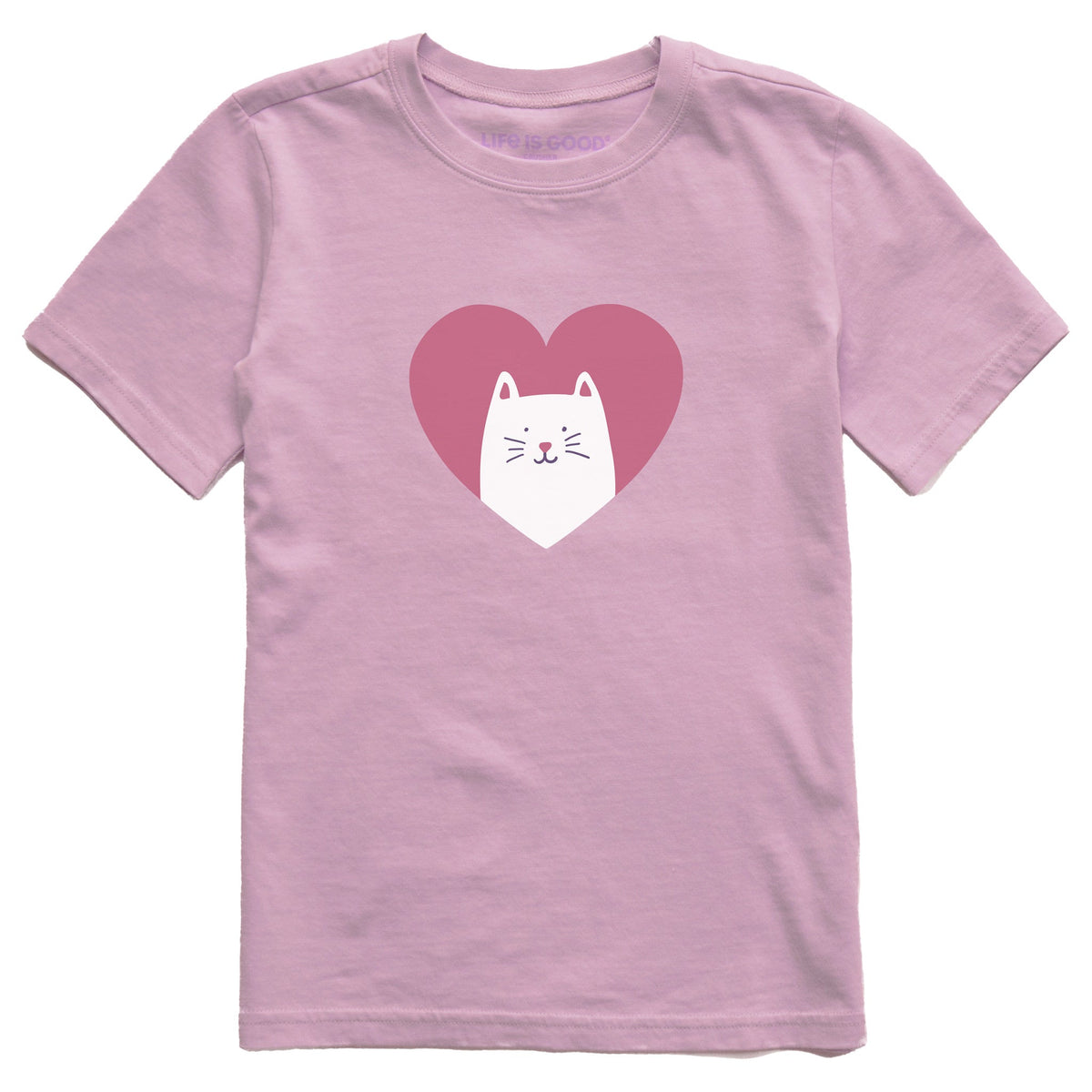 Kids Heart Cat Short Sleeve Crusher Tee