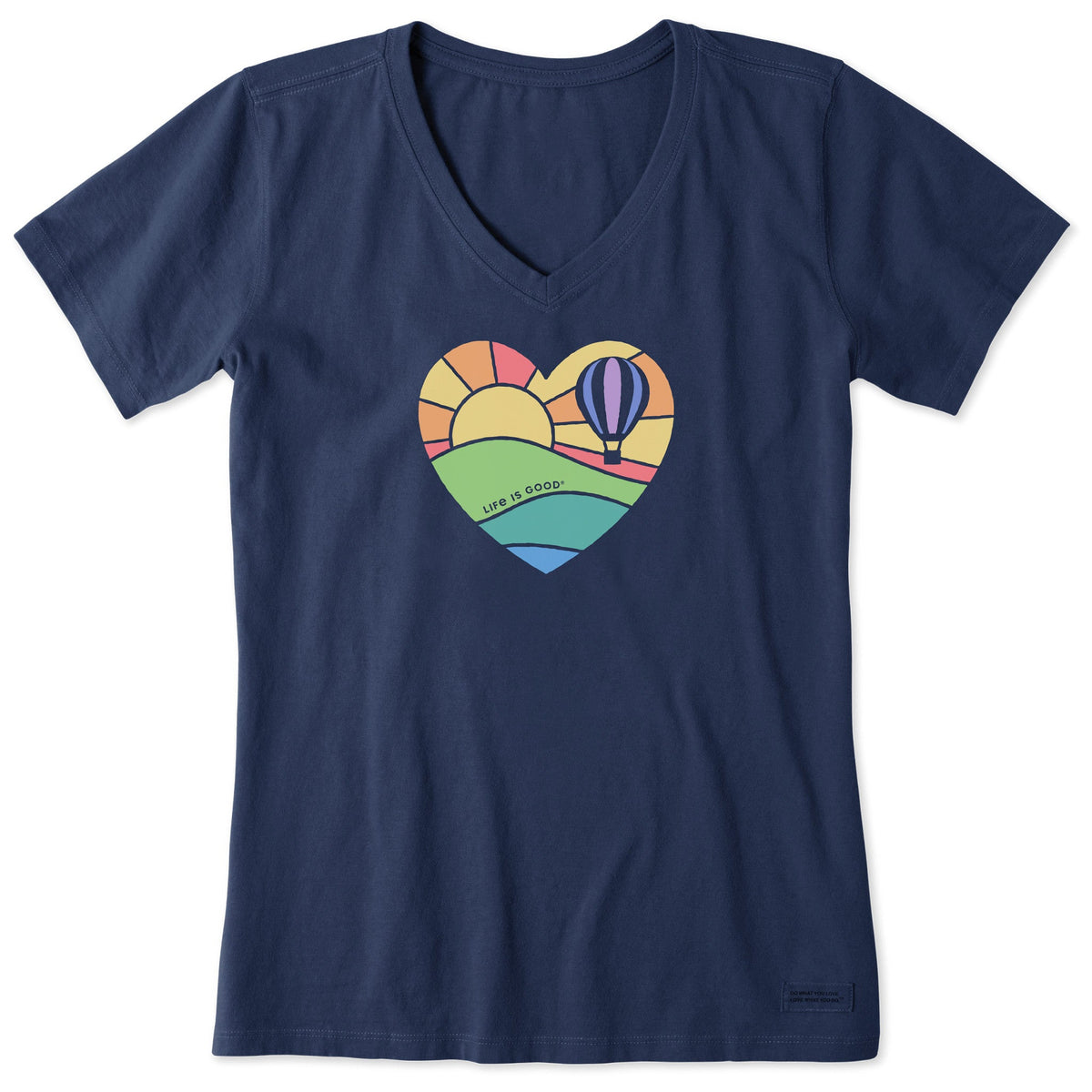 Women's Hot Air Balloon Heart Short Sleeve Vee