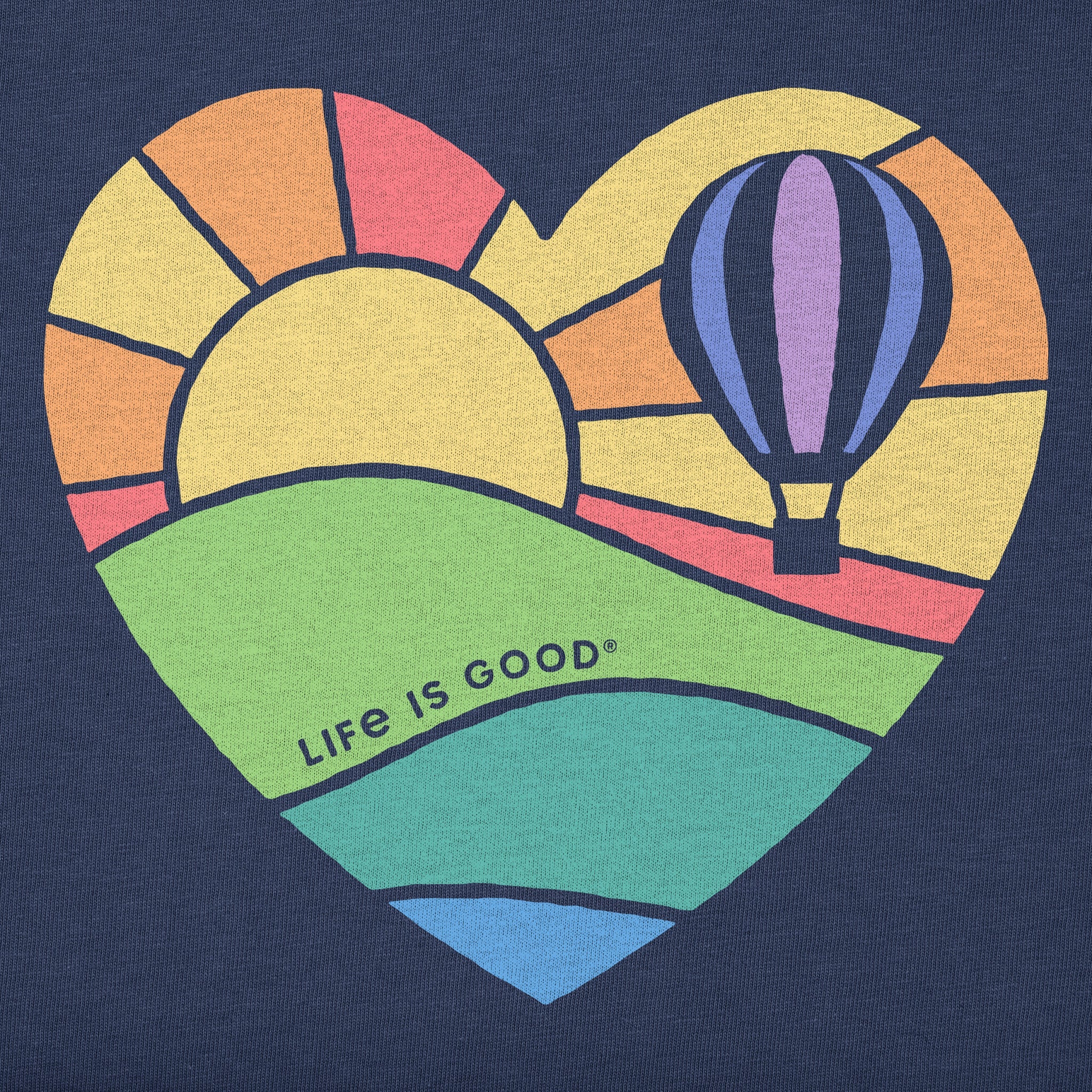 Women's Hot Air Balloon Heart Short Sleeve Vee