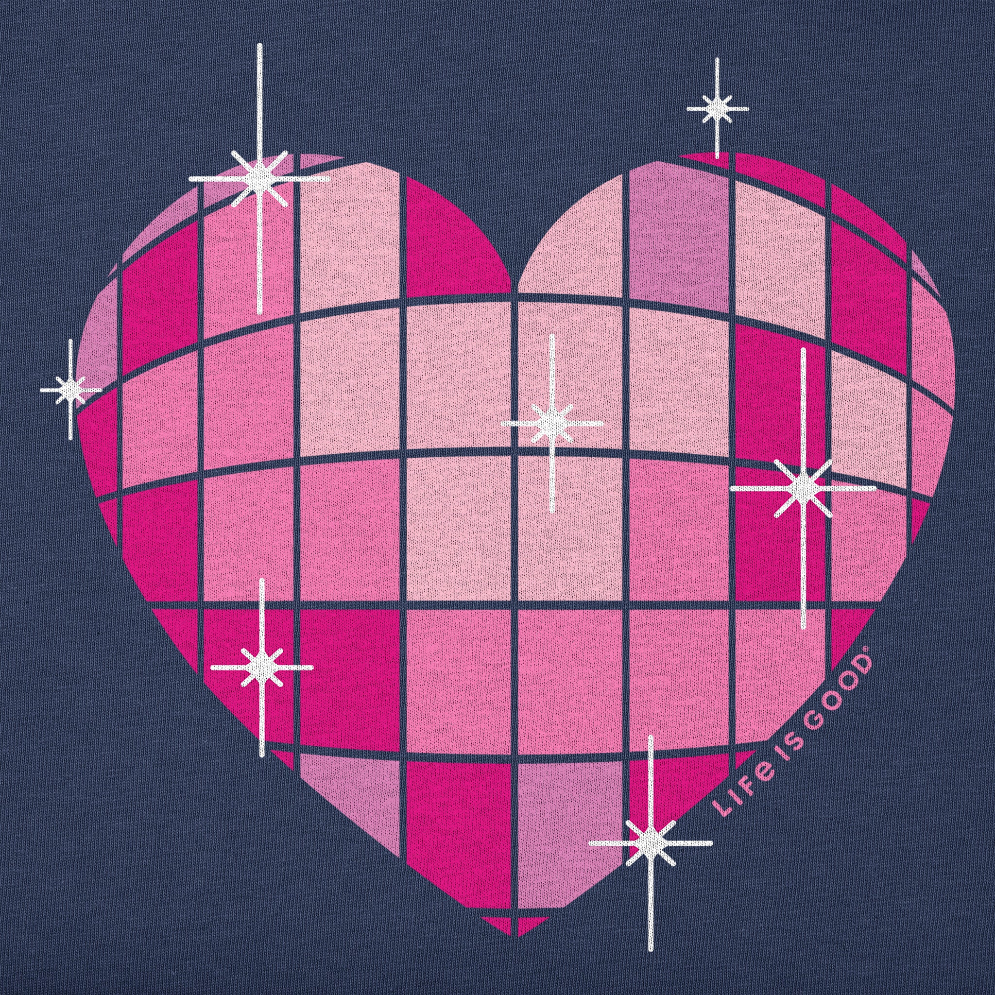 Women's Disco Heart Short Sleeve Vee