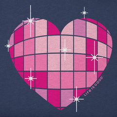 Women's Disco Heart Short Sleeve Vee
