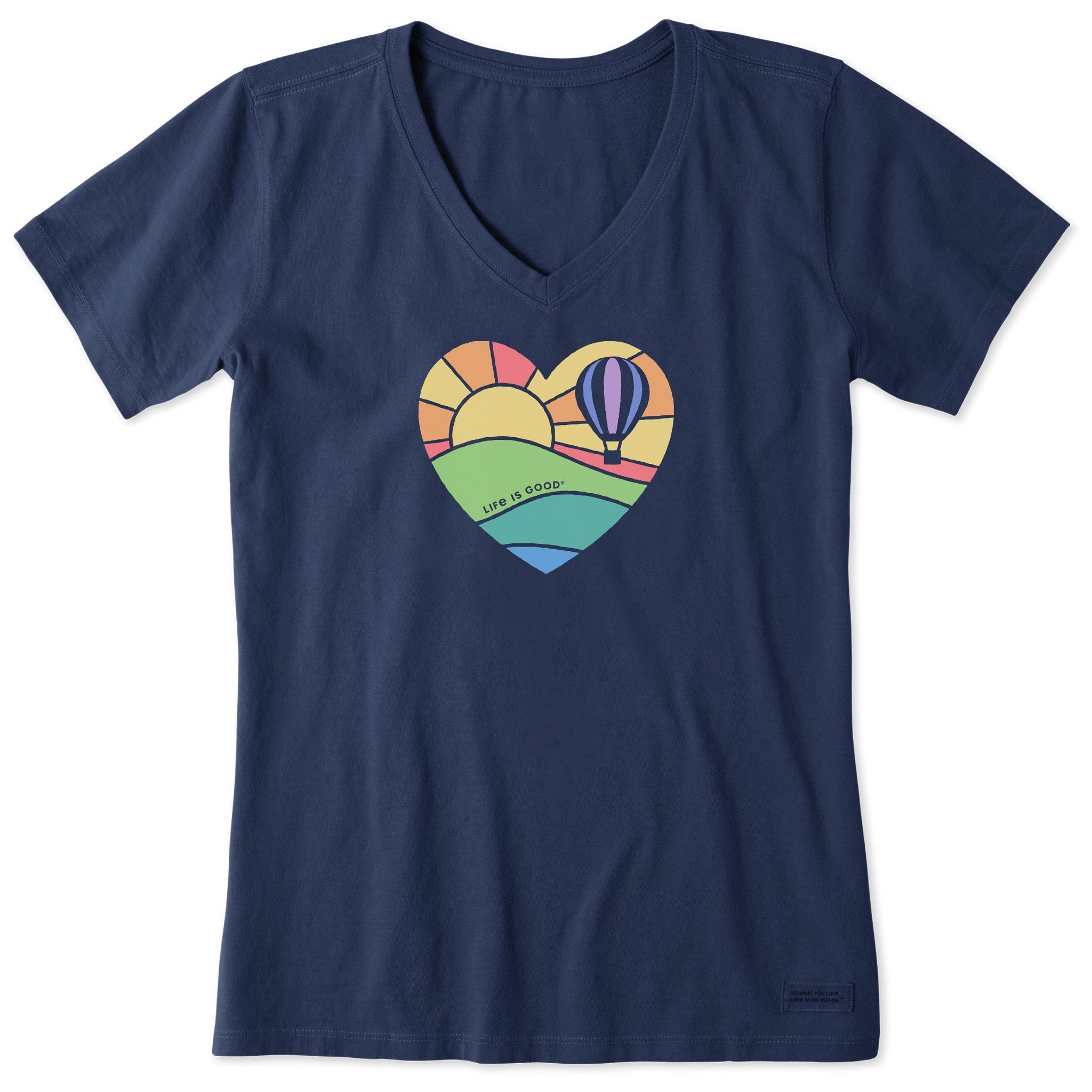 Women's Hot Air Balloon Heart Short Sleeve Vee