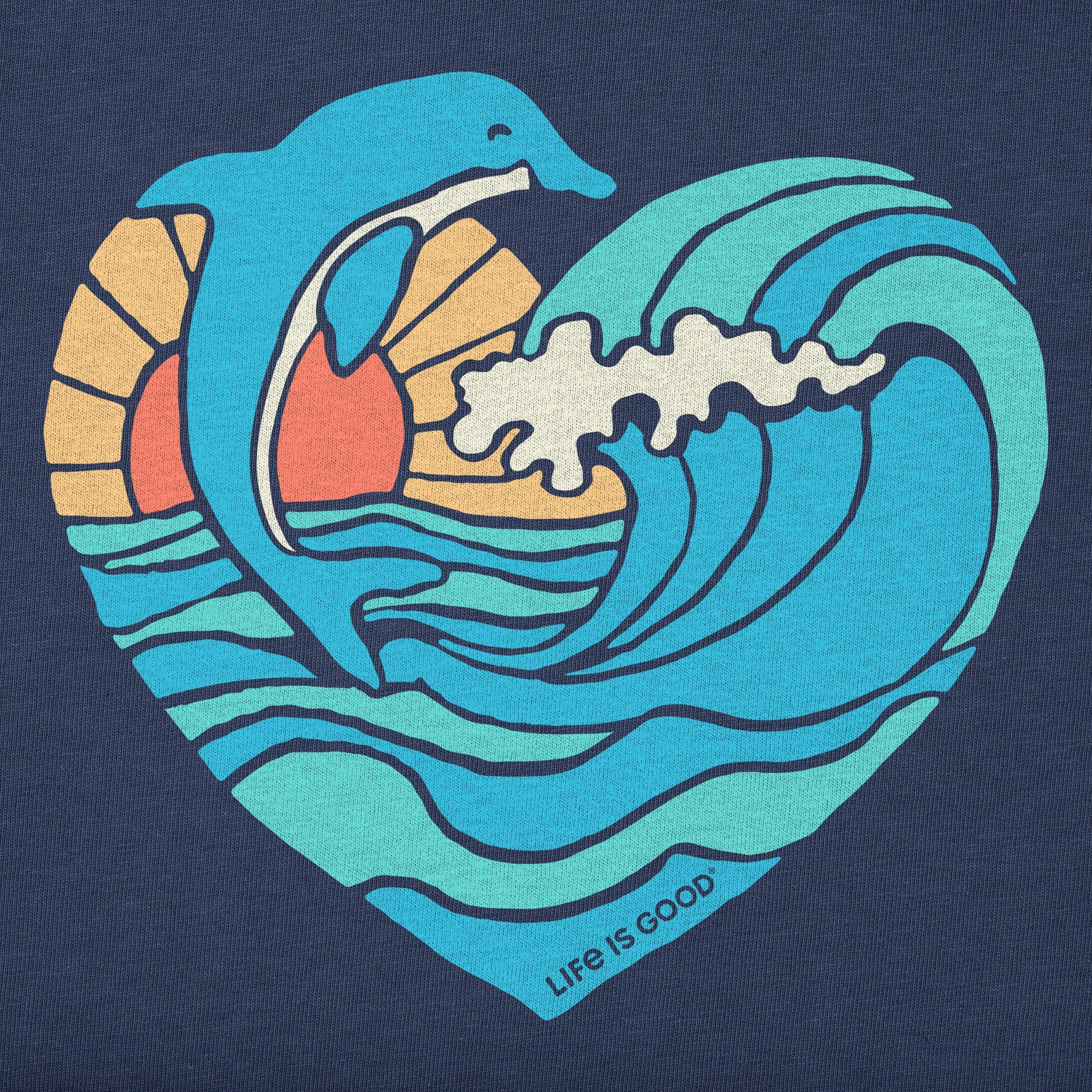 Women's Dolphin Wave Heart Short Sleeve Tee