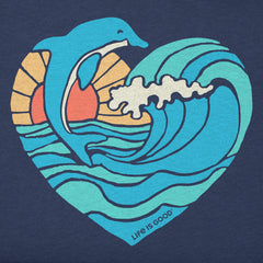 Women's Dolphin Wave Heart Short Sleeve Tee