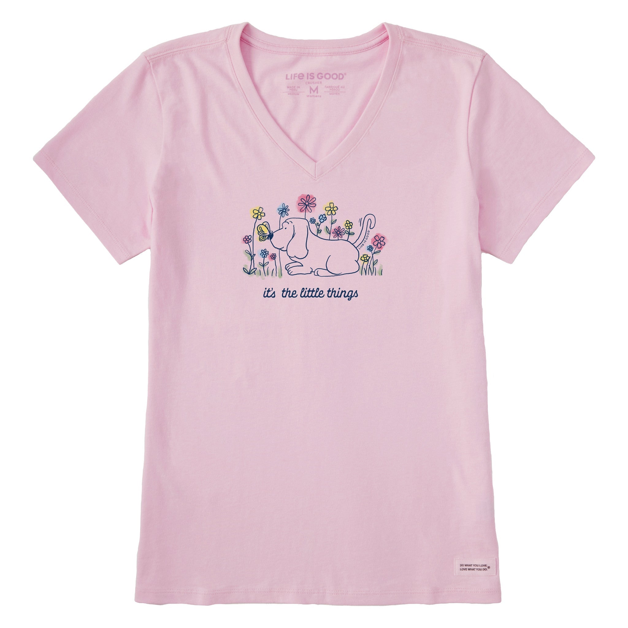 Women's It's the Little Things Butterfly Dog Short Sleeve Crusher Vee
