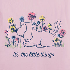 Women's It's the Little Things Butterfly Dog Short Sleeve Crusher Vee