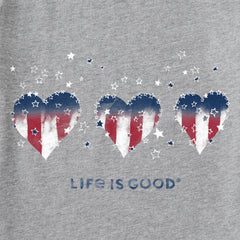 Women's Americana Hearts Stars and Stripes Short Sleeve Crusher Vee