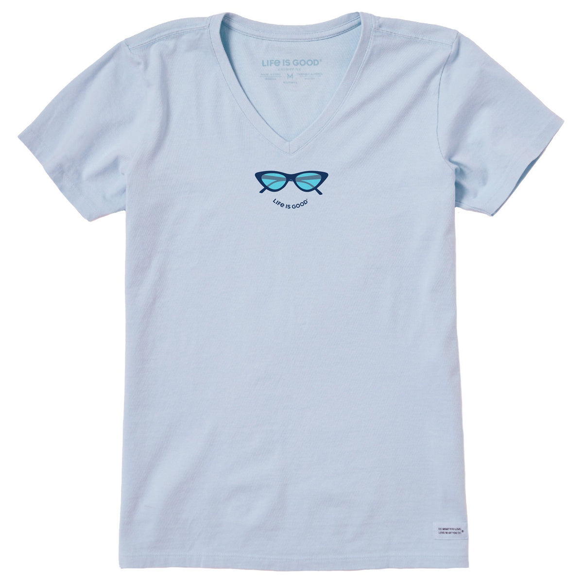 Women's Cat Eye Shades Short Sleeve Crusher Vee