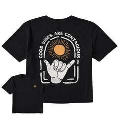 Women's Good Vibes are Contagious Hang Loose Short Sleeve Crusher Boxy Tee