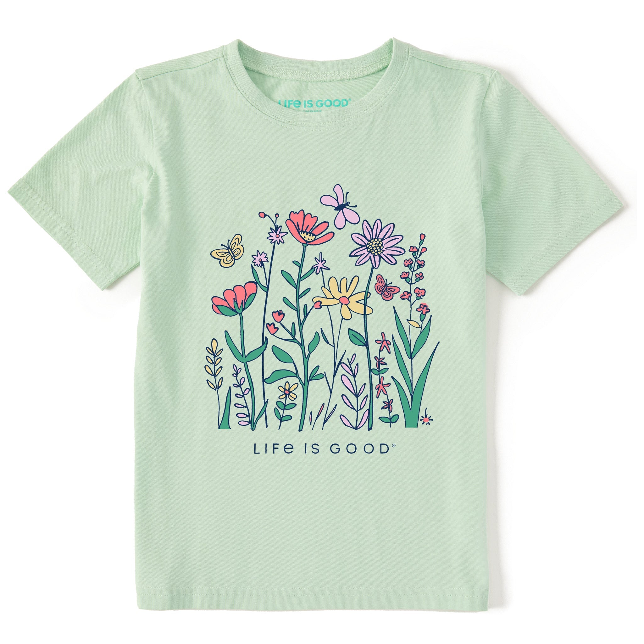 Kids Life is Good Butterfly Garden Short Sleeve Crusher Tee
