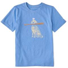 Kids Dog with Bat and Ball Short Sleeve Crusher Tee