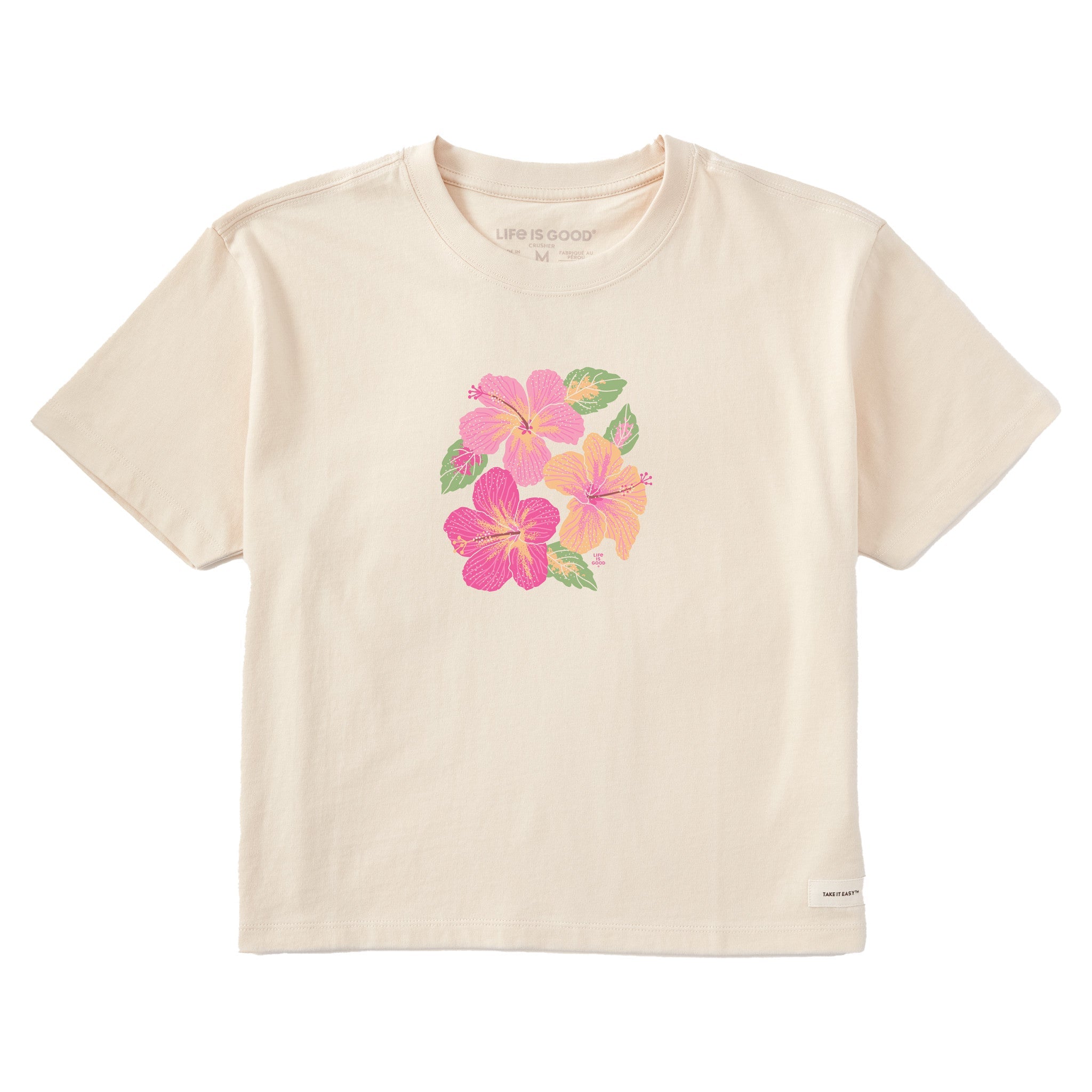 Women's Happy Hibiscus Short Sleeve Crusher Boxy Tee