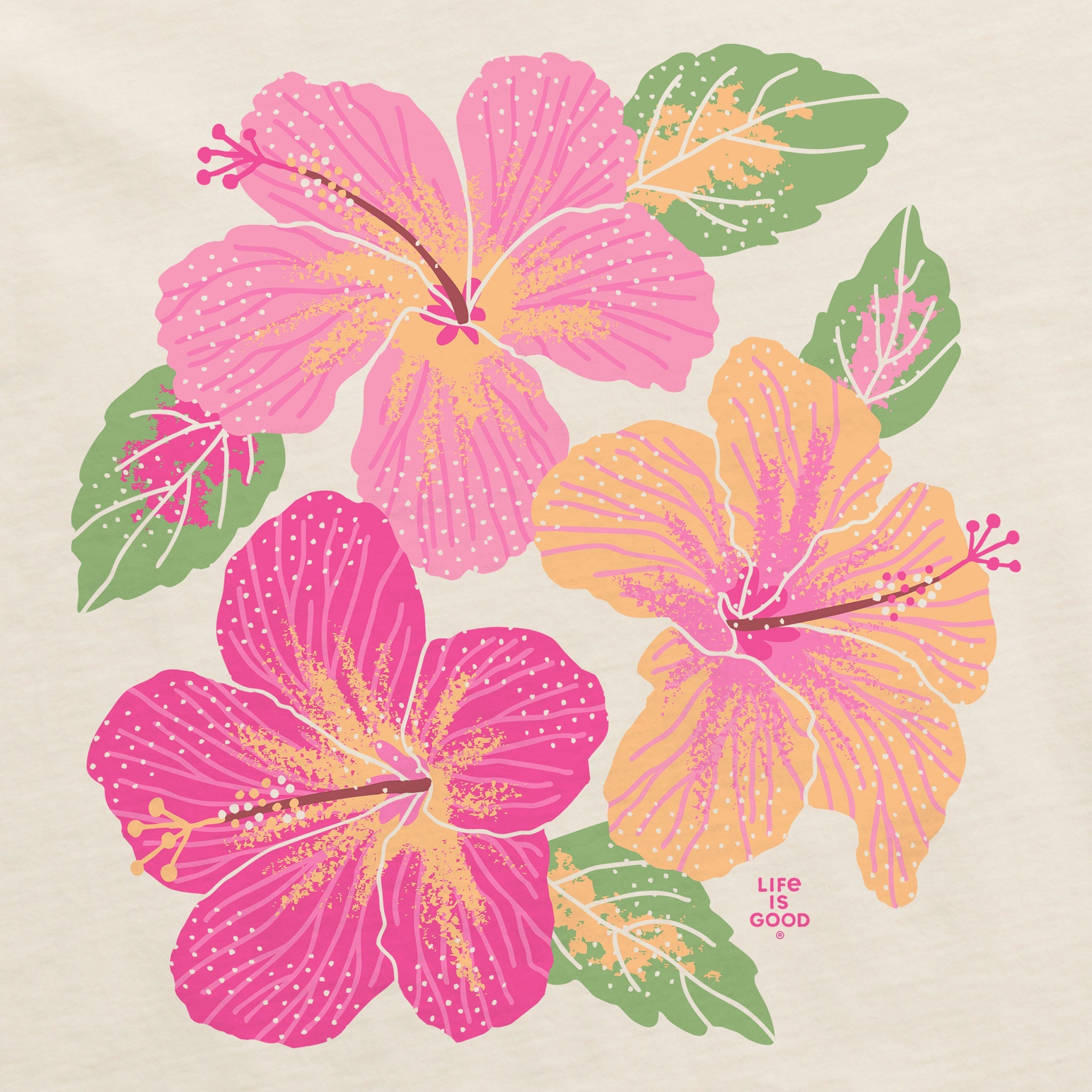 Women's Happy Hibiscus Short Sleeve Crusher Boxy Tee