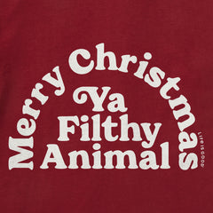 Men's Merry Christmas Ya Filthy Animal Arch Long Sleeve Crusher Tee