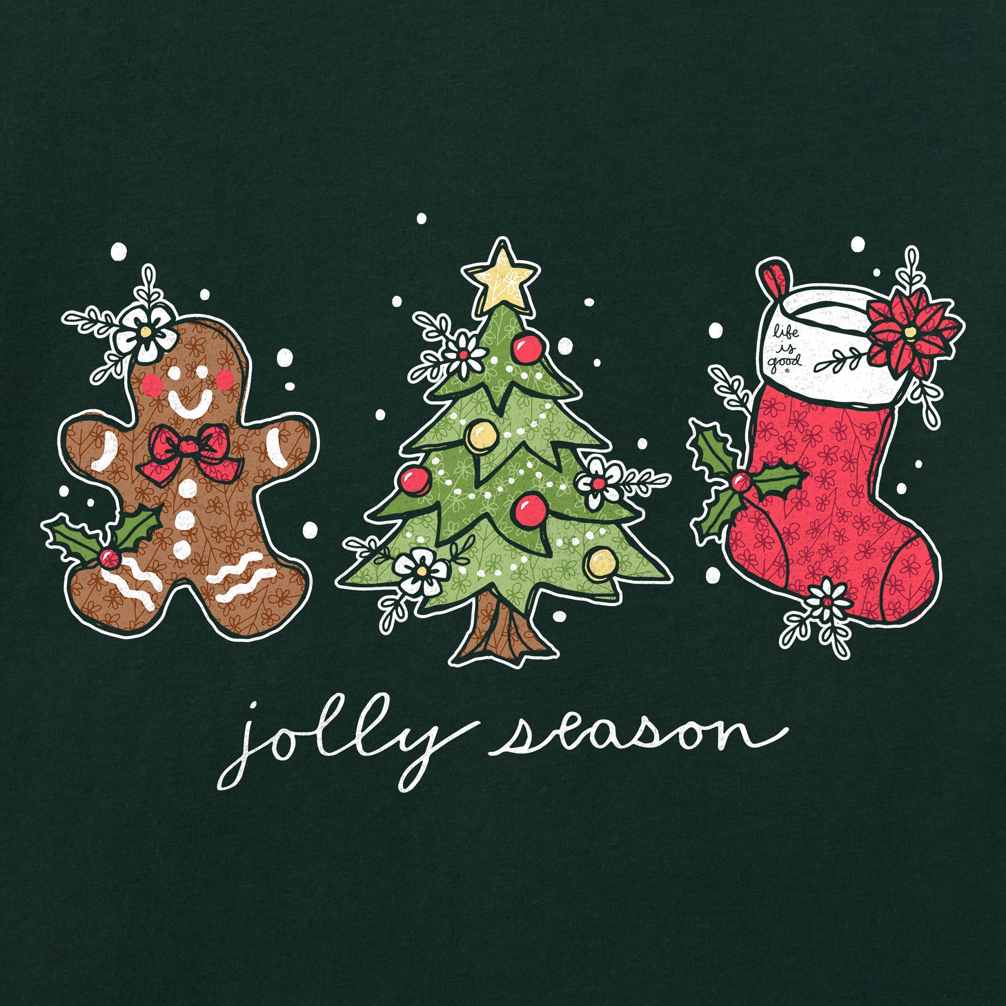 Women's Jolly Season Xmas Long Sleeve Crusher Vee