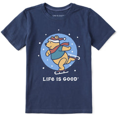 Kids Winnie Ice Skating Short Sleeve Crusher Tee