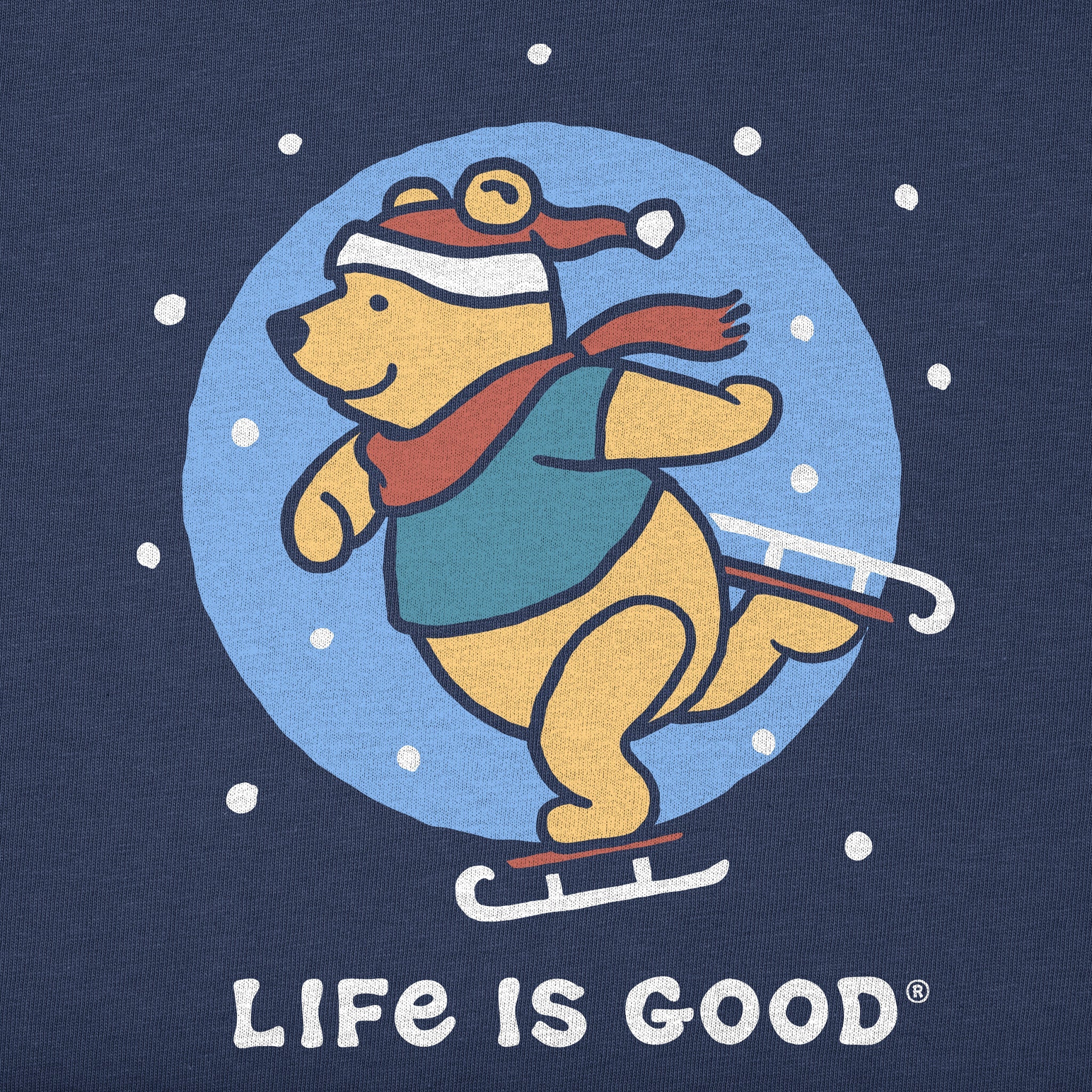 Kids Winnie Ice Skating Short Sleeve Crusher Tee
