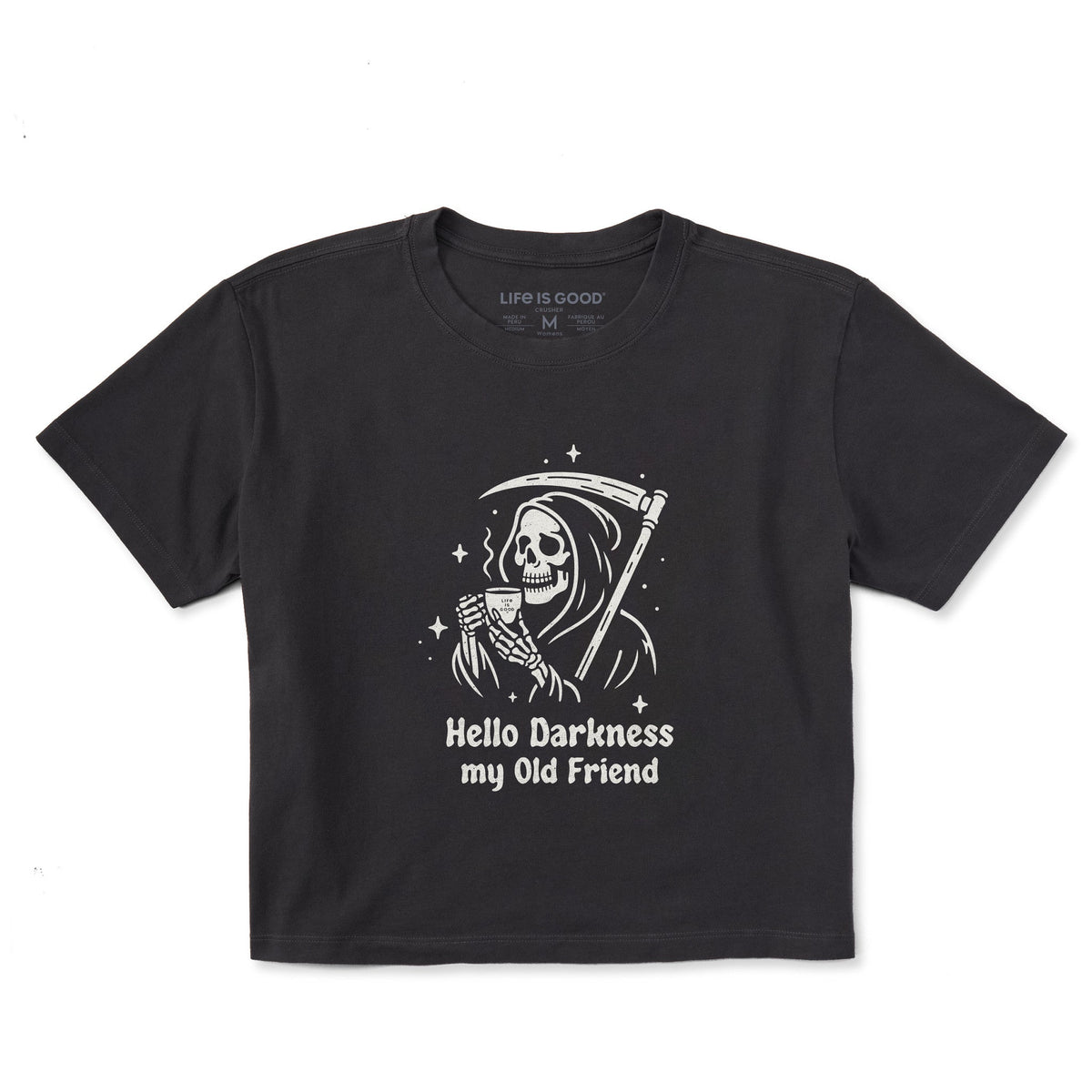 Women's Hello Darkness My Old Friend Grim Short Sleeve Crusher Boxy Tee