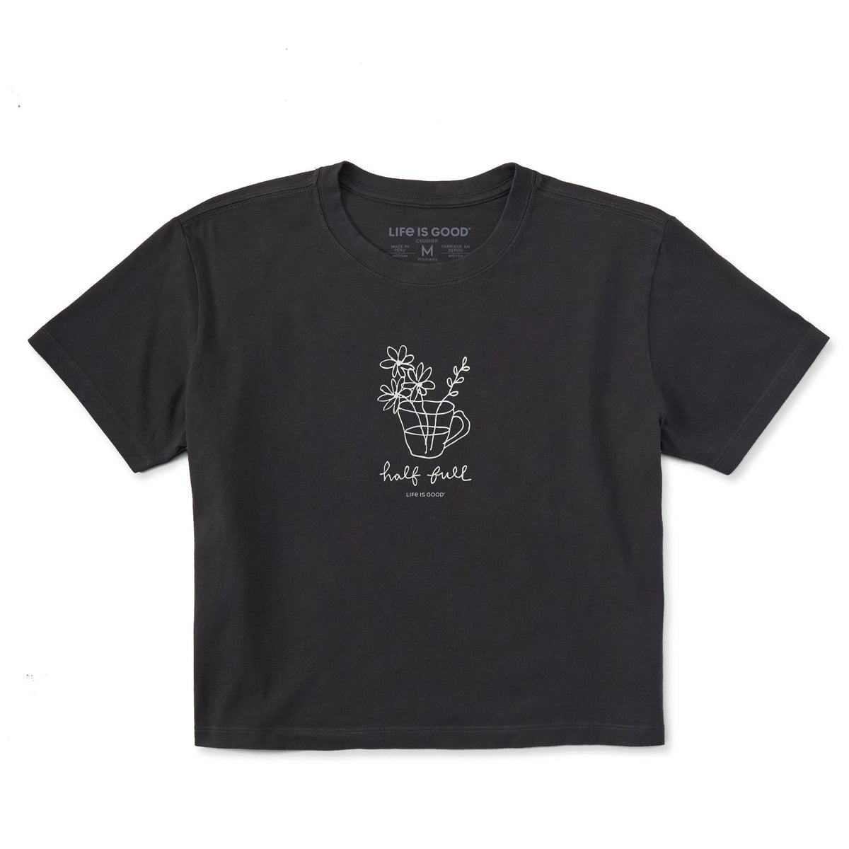 Women's Half Full of Flowers Short Sleeve Crusher Boxy Tee