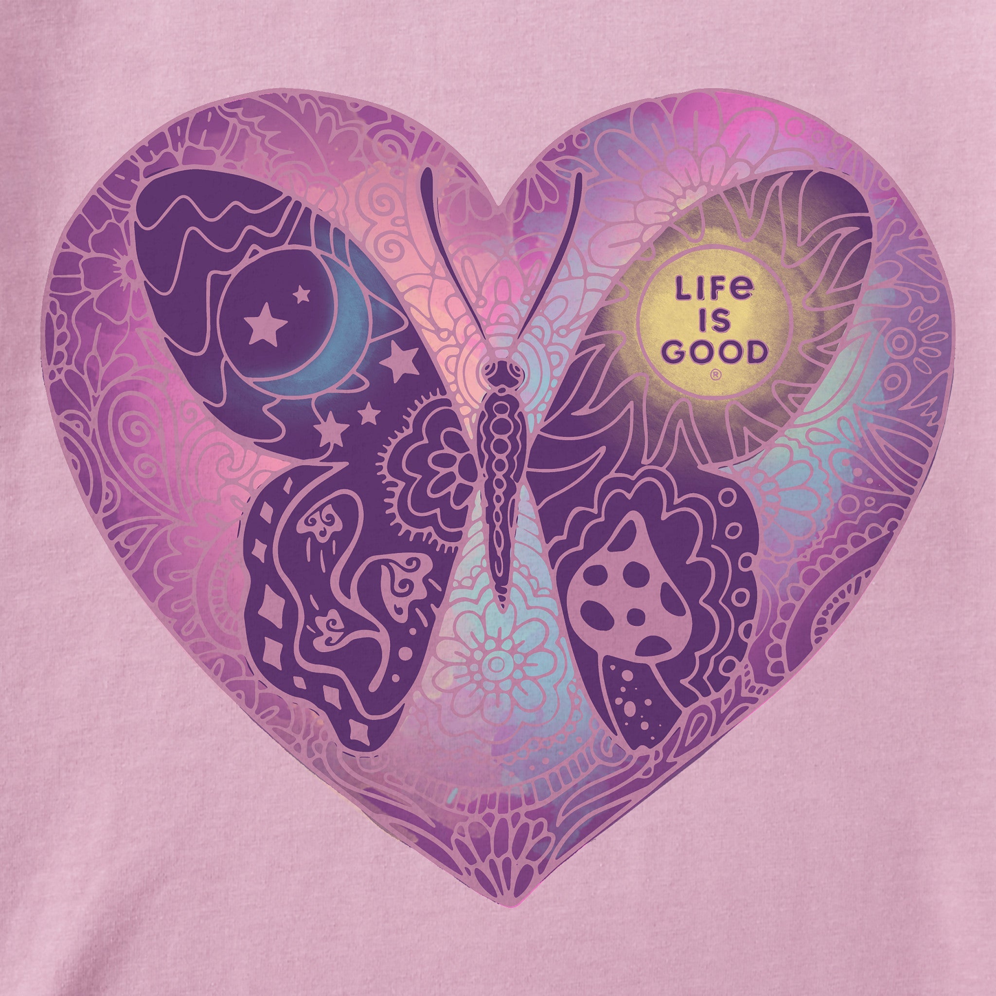 Women's Butterfly in Heart Short Sleeve Crusher Vee