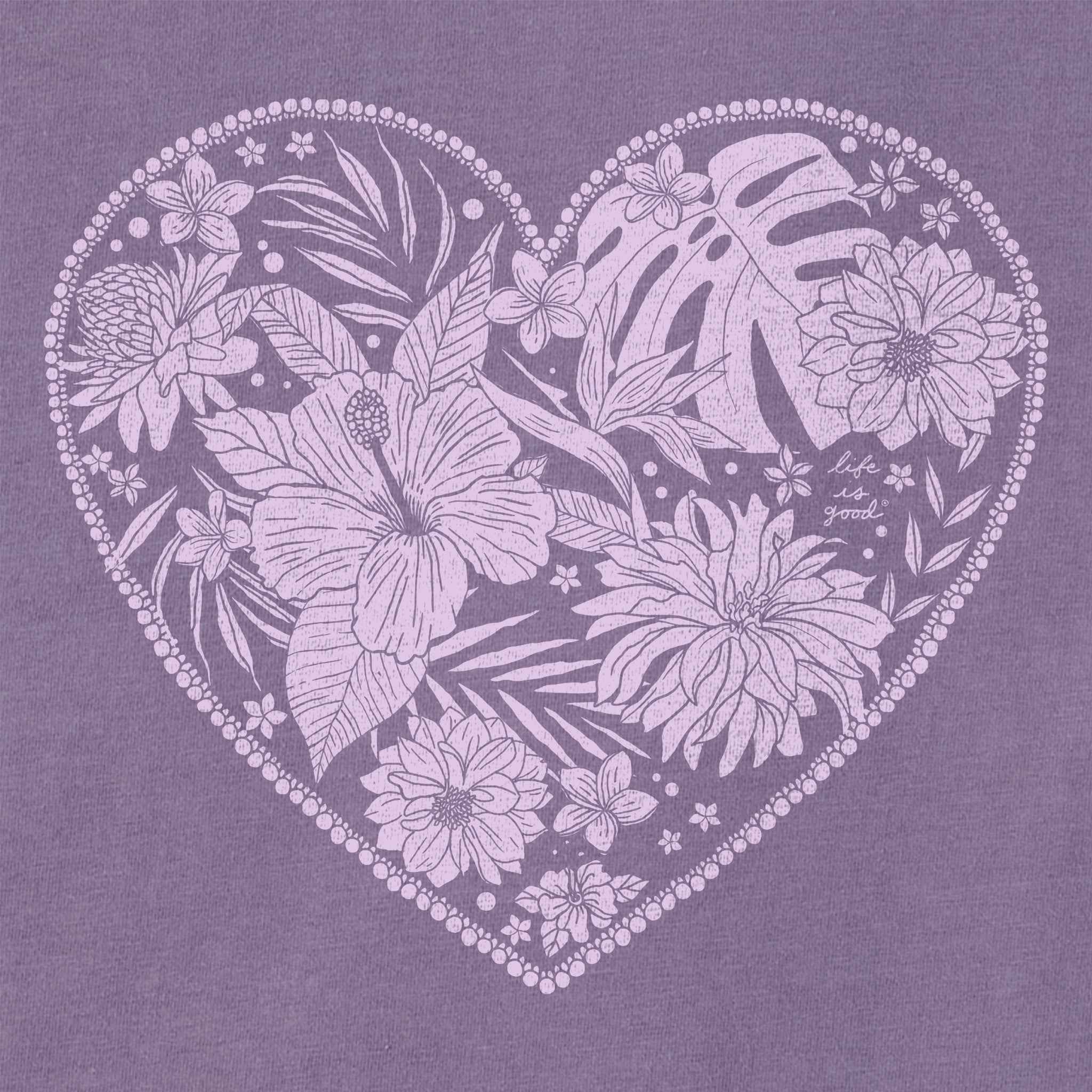 Women's Flowers within Heart Short Sleeve Crusher Tee