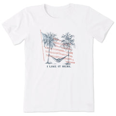 Women's I Like It Here Flag Hammock Short Sleeve Tee