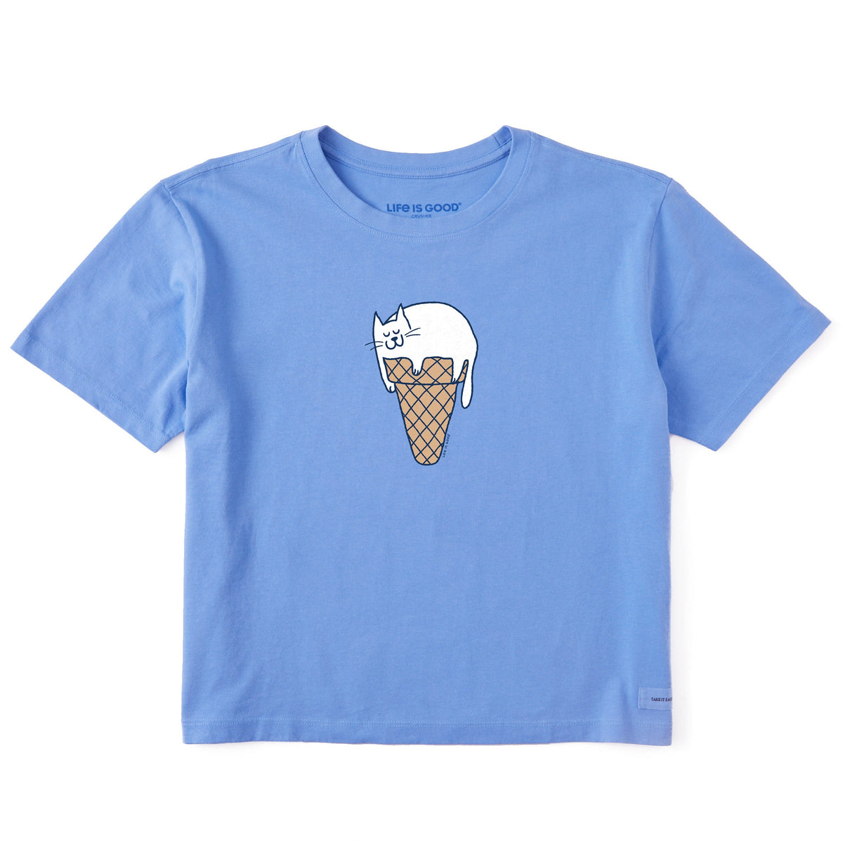 Women's Ice Cream Cat Short Sleeve Crusher Boxy Tee
