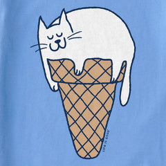 Women's Ice Cream Cat Short Sleeve Crusher Boxy Tee