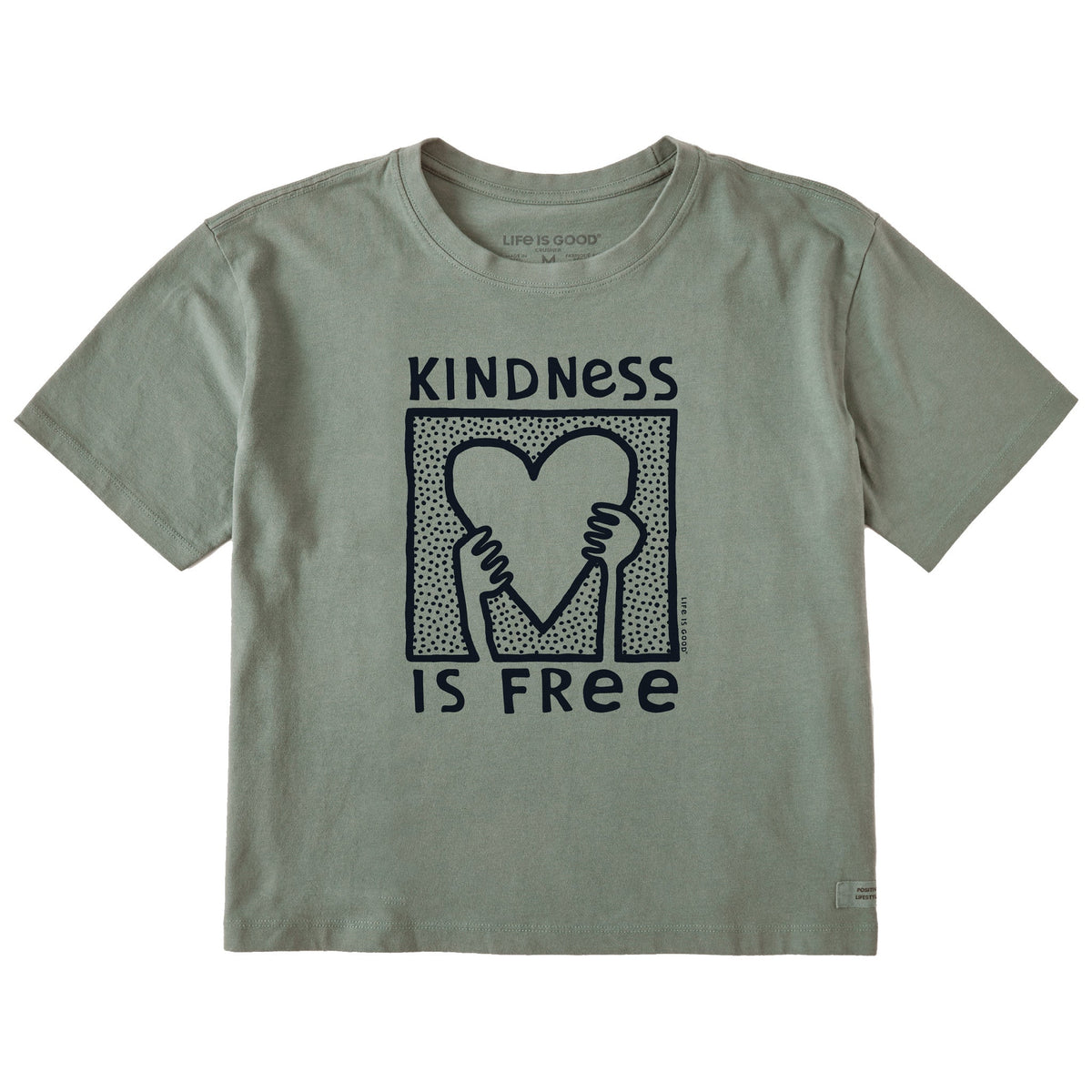 Women's Kindness is Free Heart Short Sleeve Crusher Boxy Tee